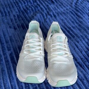 On Running Cloud Sneakers in White and Light Green